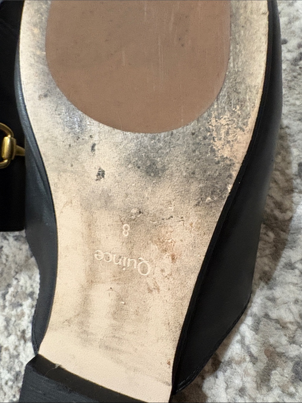Quince Women’s Italian Leather Horsebit Loafer Mule Gold Buckle Size 8 Backless - Picture 7 of 9